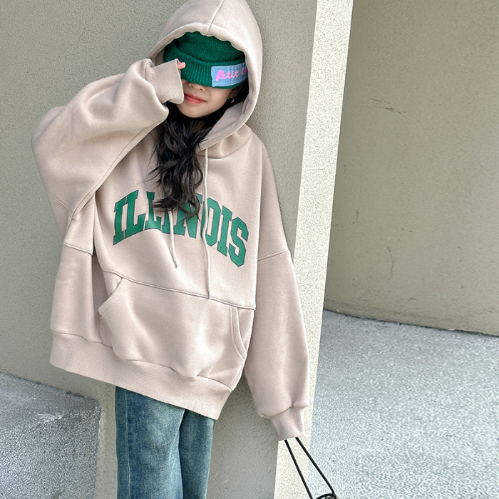 韓流 カジュアル 90-160 薄手/裏起毛 秋 冬 子供服 キッズ ジュニア 男女兼用 男の子 女の子 アルファベット プリント フード付き トップス パーカー
