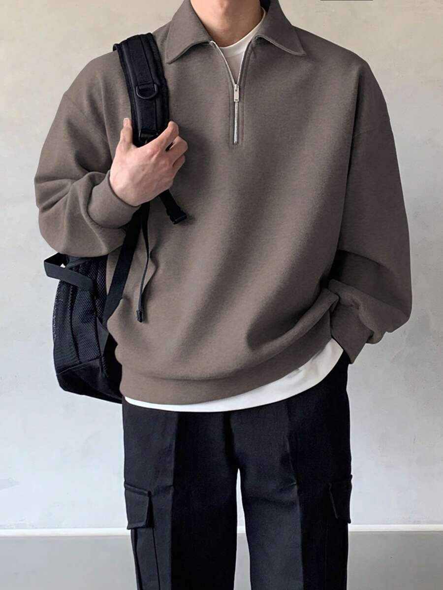 カジュアル 無地 ミニマリスト スウェットシャツ デイリーウェア