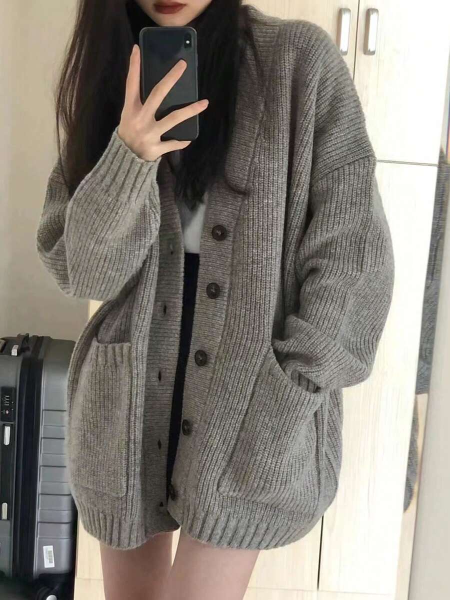 ルーズ カーディガン ポケット付き 定番 シンプル