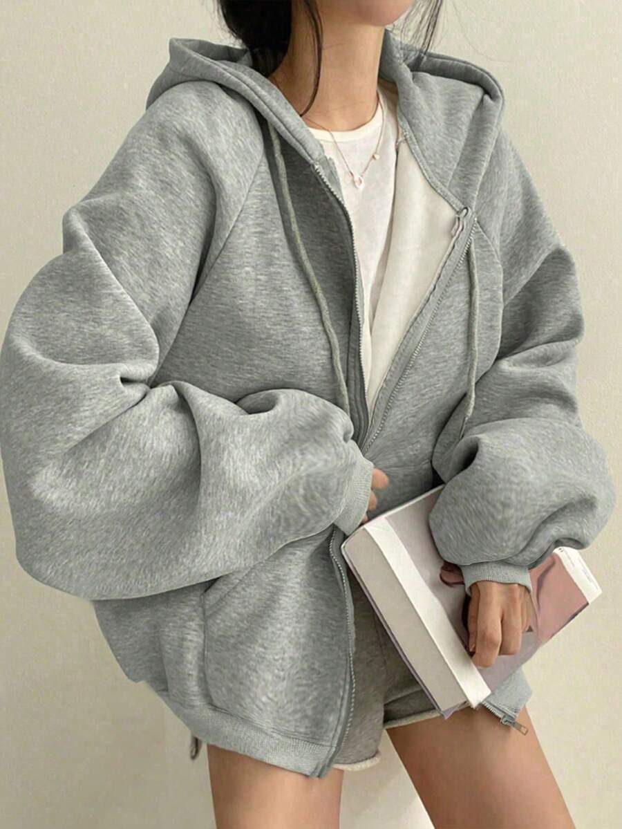 レディース 無地 ラグラン袖 長袖 カジュアル ルーズ  パーカー