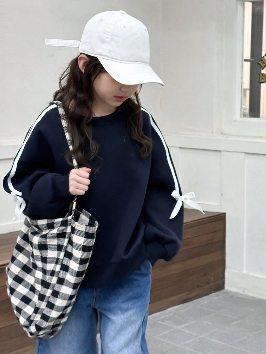 【120-160cm】ガールズ クルーネックスウェットシャツ トレーナー