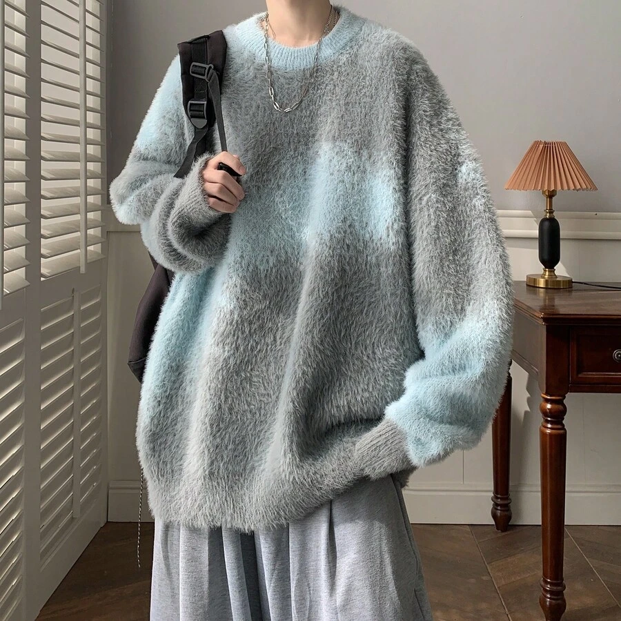 コントラスト プルオーバー ルーズ トレンディ セーター