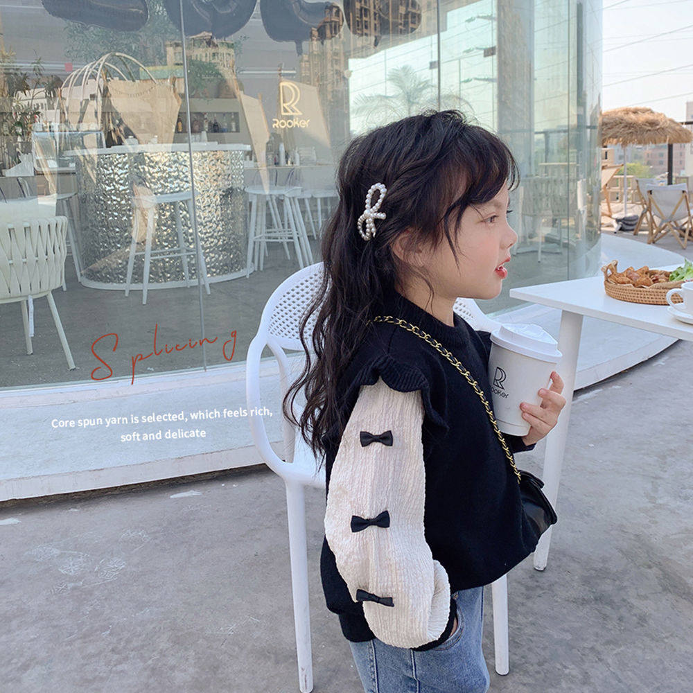 【100-160cm】目立つ フェイクレイヤード スウィート 合わせやすい トップス