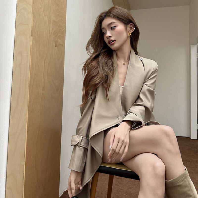 アウター トレンチコート ドレープ 抜け感 ビッグシルエット