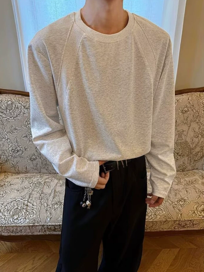 定番 シンプル 合わせやすい 切り替え 長袖 Tシャツ